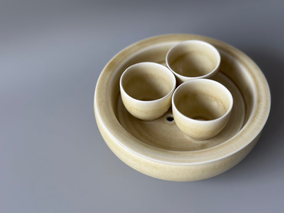 Earthy Yellow Gong Fu Tea Set/ Hucheng /Pot suppot/ Tea Tray